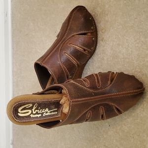 Sbicca Brown Leather Platform Clogs Sz 40/9